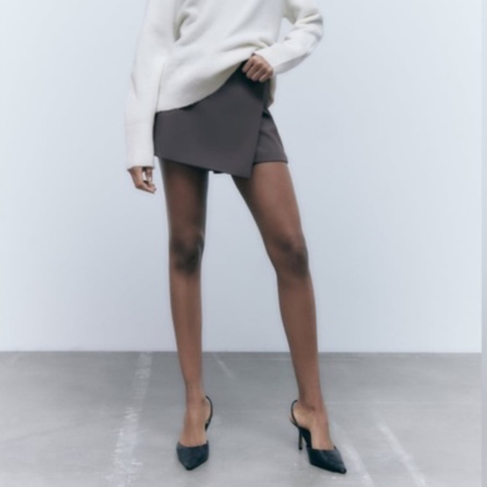 NWT Zara Asymmetrical Wrap Skort Sz XL